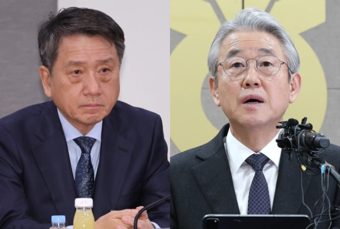 이광범(왼쪽) 법무법인 LKB평산 이사회의장(전 서울고법 부장판사)·강호동(오른쪽) 회장.