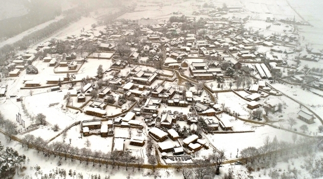 눈 덮힌 안동 하회마을 전경. 안동시 제공
