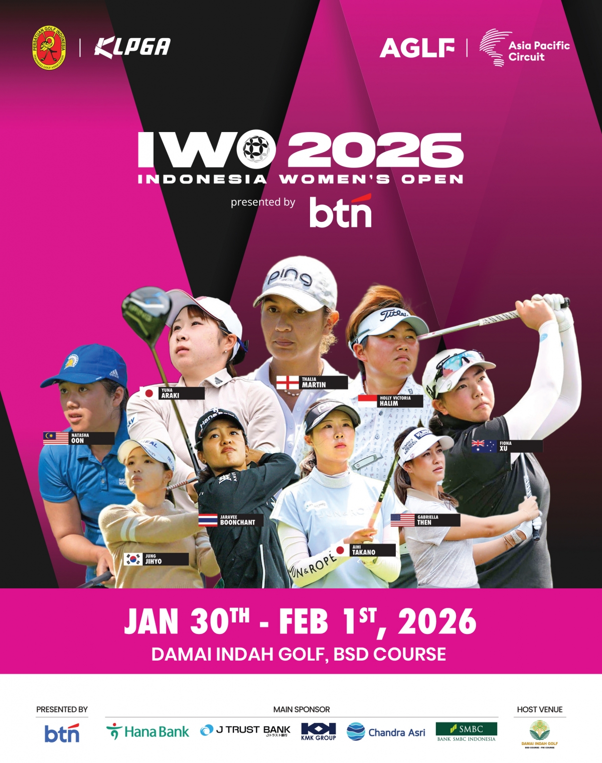 KLPGA 윈터 드림투어 인도네시아 여자오픈 포스터. AGLF 제공.