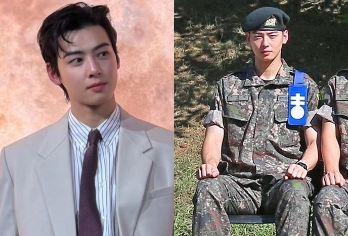 차은우. 사진=판타지오 제공, 육군훈련소 홈페이지 캡처