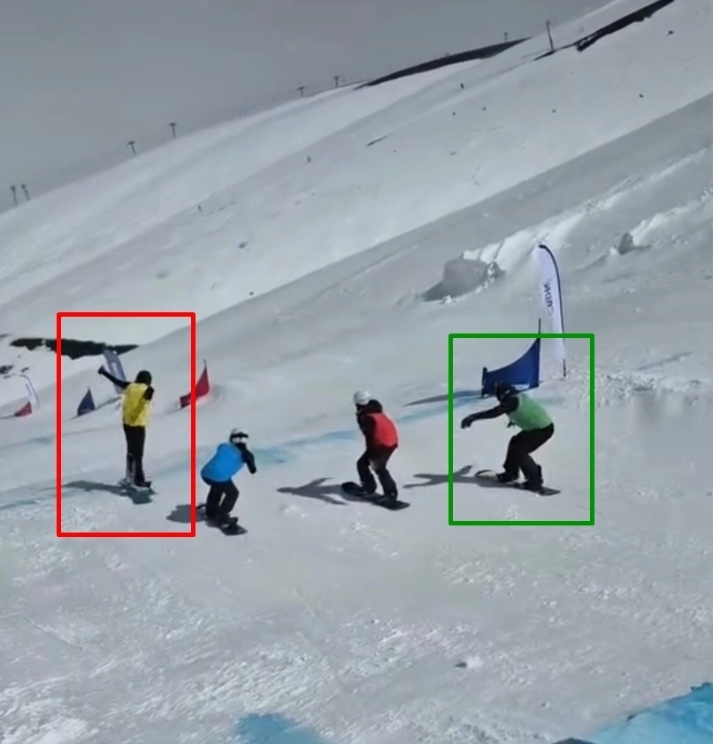 대한민국 스노보드 크로스 여자 국가대표 선발의 근거가 된 2025년 9월 칠레 코랄코 남미컵 결선 현장. 가장 왼 쪽이 B양, 가장 오른쪽은 브라질 장애인 선수. 다른 브라질 장애인 선수는 예선 최하위로 4명이 출전하는 결선에 오르지 못했다. 브라질 설상스포츠연맹 SNS 캡처