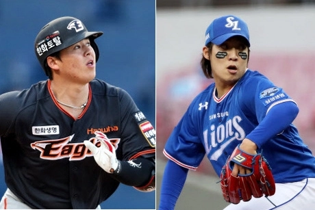 노시환(왼쪽)과 원태인. 서울신문 DB