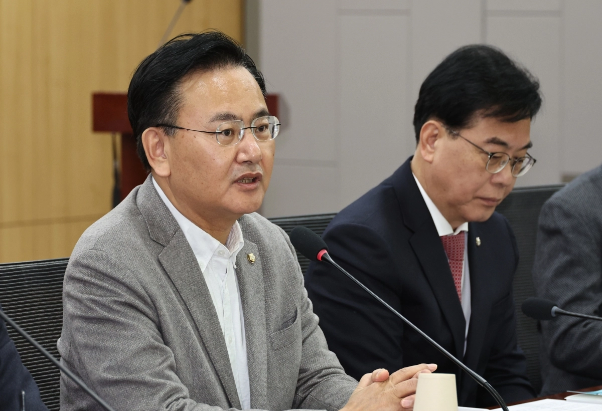 유상범 국민의힘 원내운영수석부대표가 26일 국회에서 열린 ‘국민연금과 기관사모펀드의 기업지배, 어디까지인가?: 국민연금 의결권 행사의 헌법적 쟁점’에서 발언을 하고 있다. 뉴시스