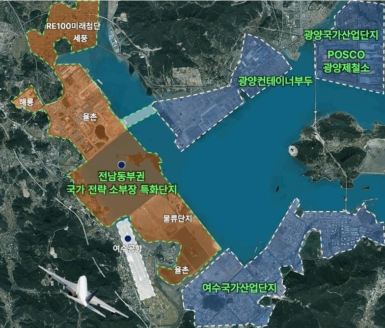 전남 동부권 국가 전략 소부장 특화단지(안) 지도