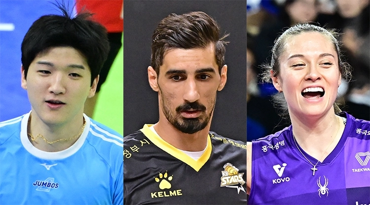 대한항공 정지석, KB손해보험 야쿱, 흥국생명 레베카. 한국배구연맹 제공