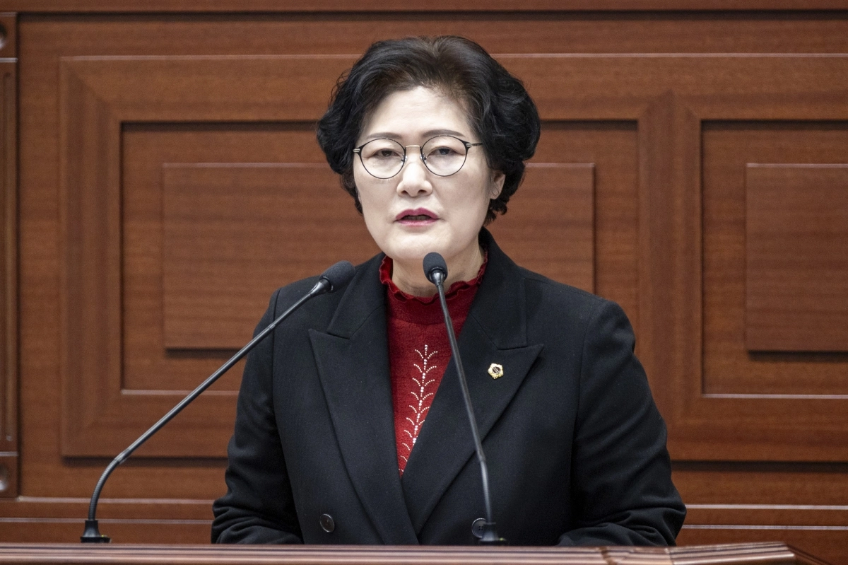 28일 열린 제360회 임시회 제1차 본회의 5분 자유발언을 하는 남영숙 의원. 경북도의회 제공