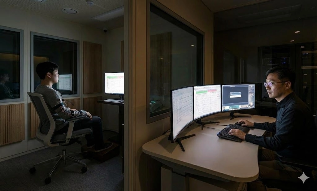 AI로 생성한 ‘거짓말탐지기로 심문하는 장면’