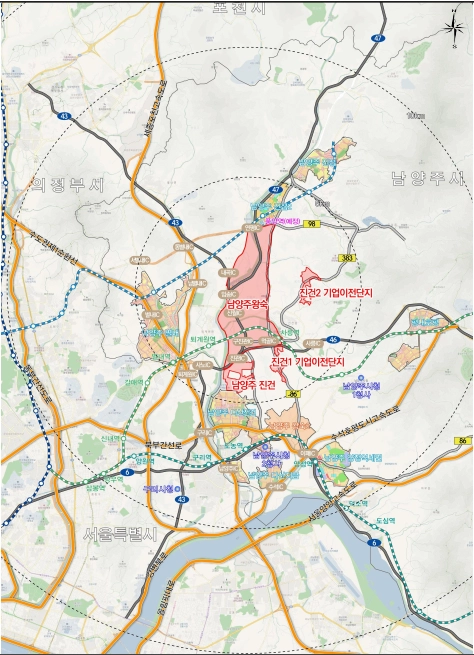 왕숙지구 및 기업이전단지 위치도(GH 제공)