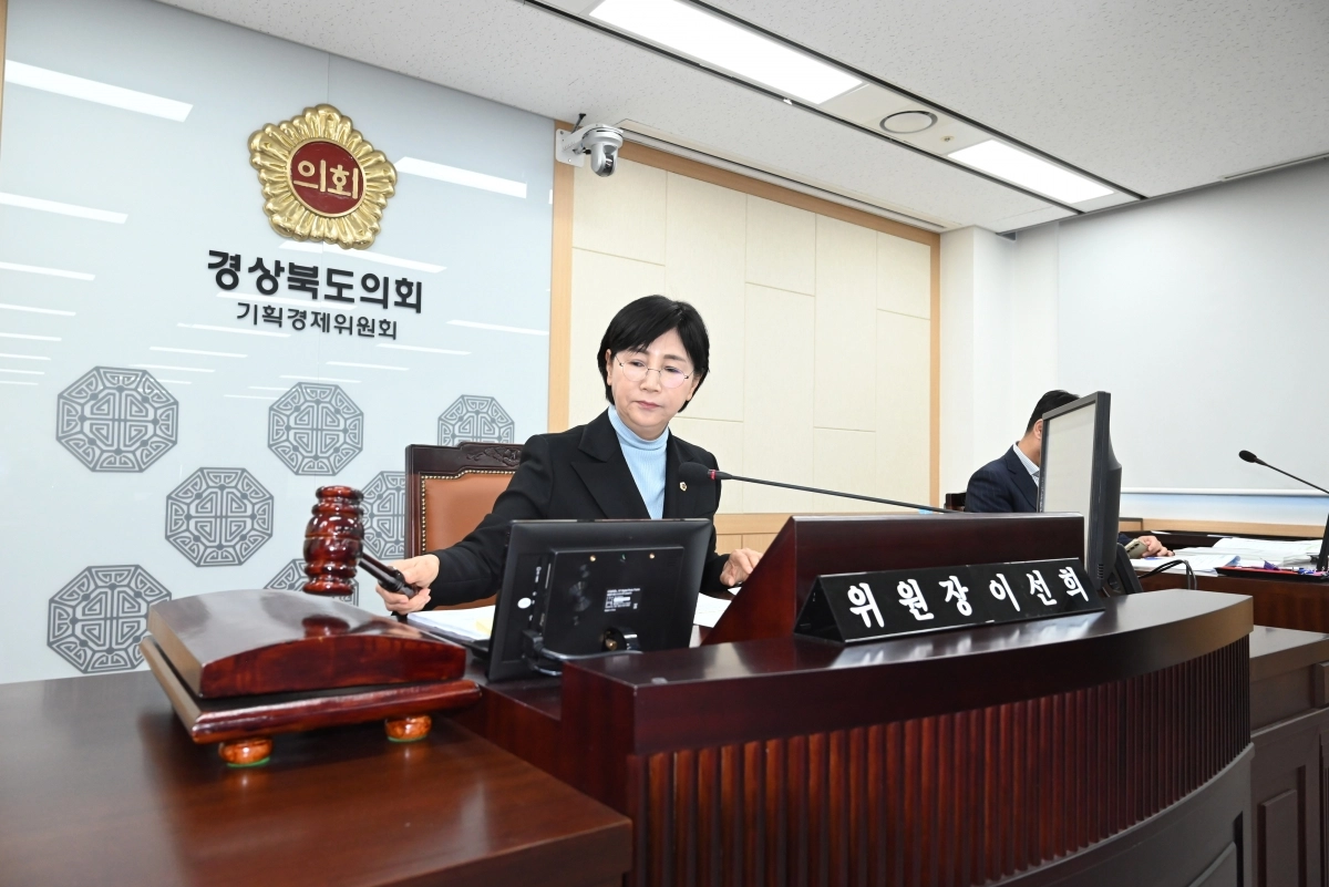 기획경제위원회 회의실에서 회의를 주재하는 이선희 위원장. 경북도의회 제공