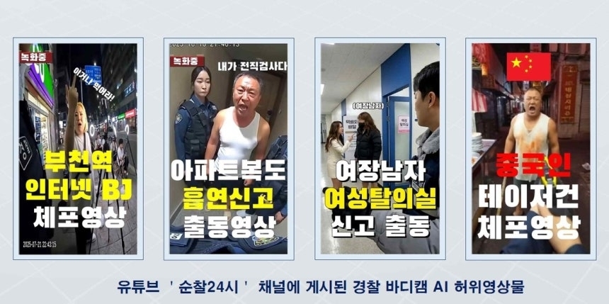A씨가 올린 허위 영상물 일부. 경기북부경찰청 제공