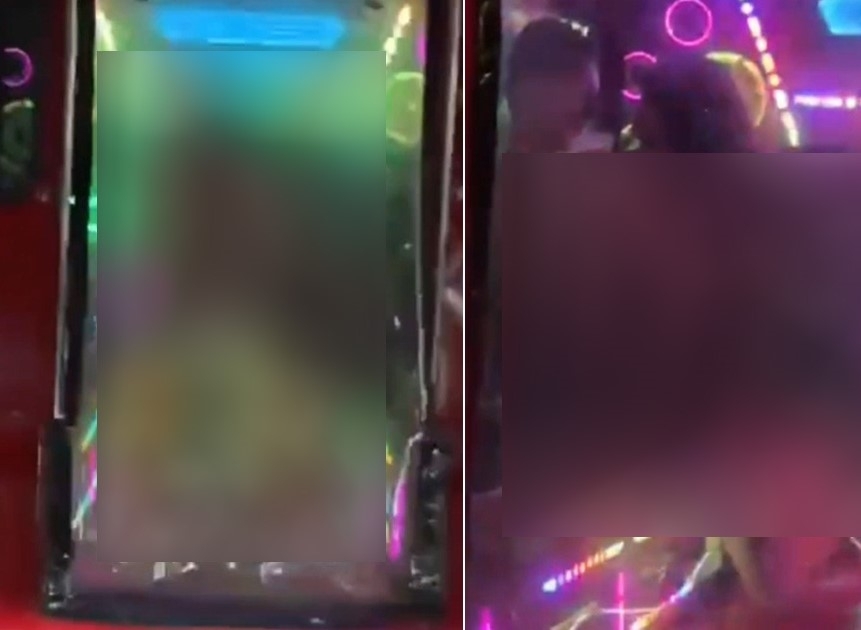 태국 푸껫의 툭툭(삼륜차 택시) 뒷좌석에서 공개적으로 성행위를 한 프랑스인 남녀가 지난달 31일(현지시간) 현지 경찰에 붙잡혀 범칙금 처분을 받았다. 사진은 해당 툭툭 뒤에 있던 차량 블랙박스에 촬영된 남녀 모습. 아마린TV 보도화면 캡처
