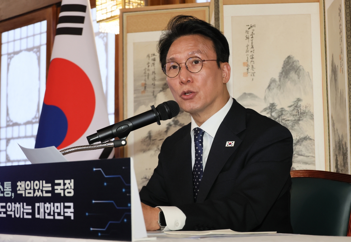 기자간담회 하는 김민석 총리