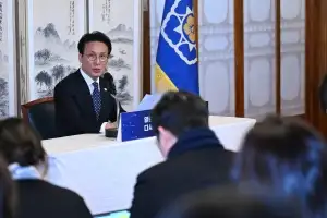 김민석 총리, 출입기자단 간담회 참석