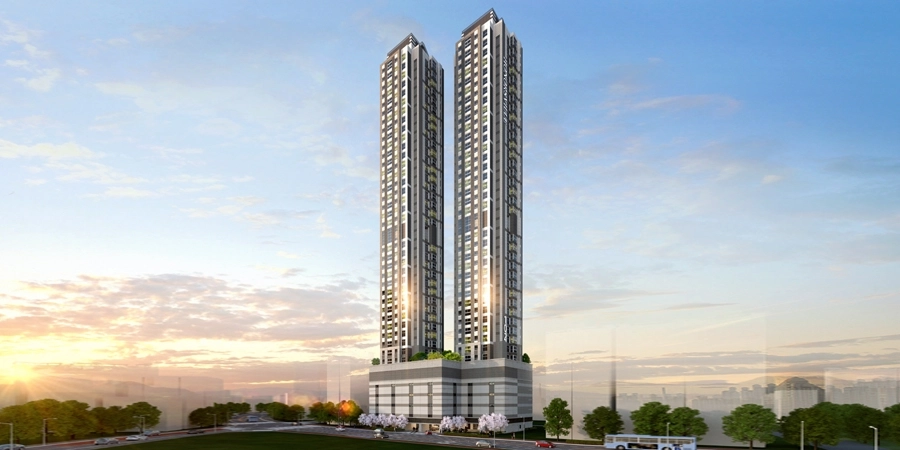 SM그룹의 건설부문 계열사인 삼환기업이 울산 동구 방어동에 조성하는 ‘울산 경남아너스빌 시그니처’ 조감도.  SM그룹 제공