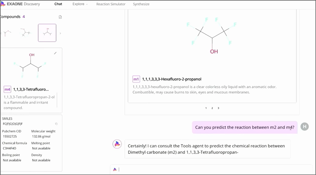LG AI연구원의 ‘엑사원 디스커버리’ 실제 구동 화면. LG AI연구원 제공
