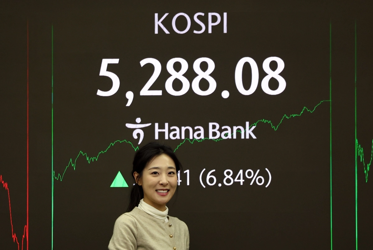 코스피, 7% 급등해 사상 최고치 경신