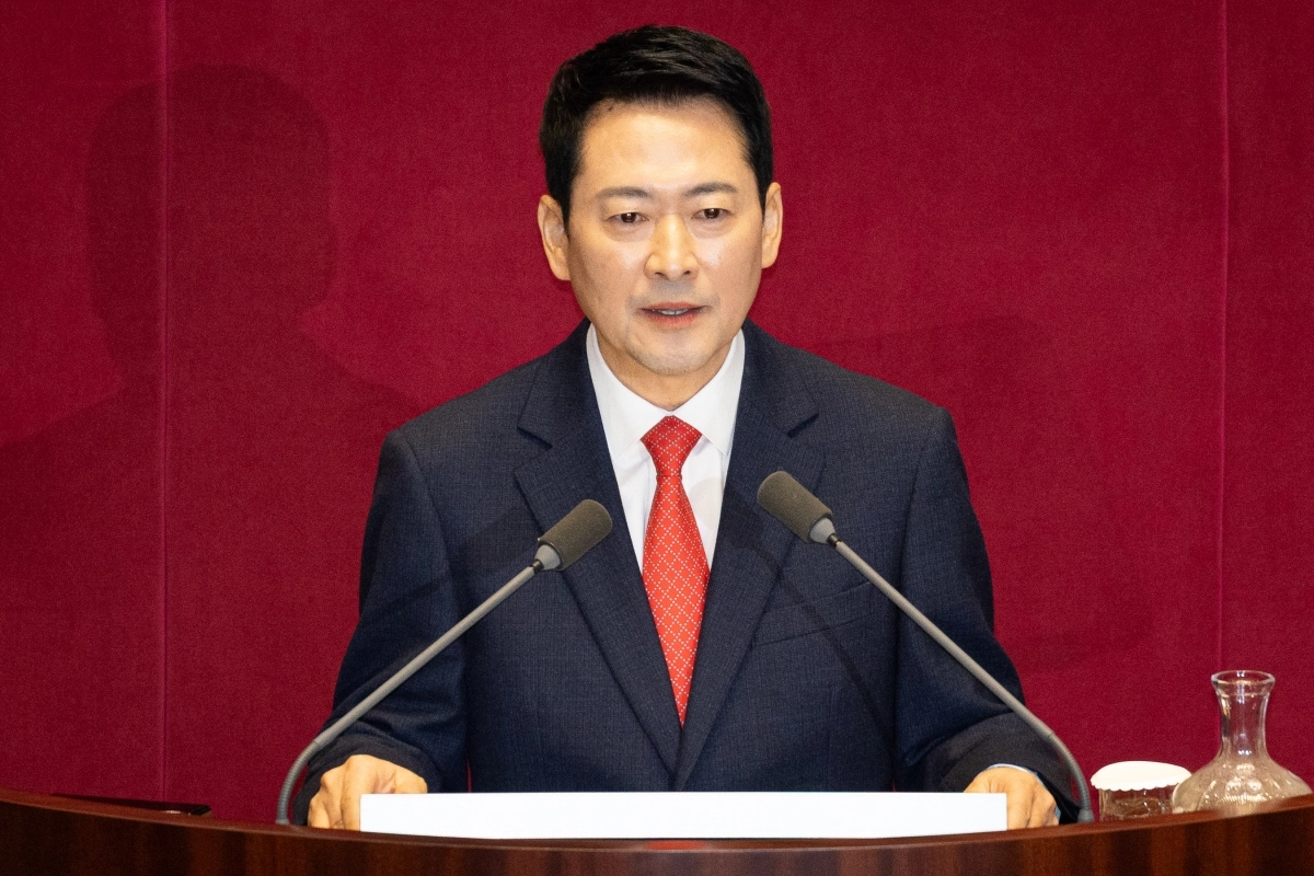 장동혁 국민의힘 대표가 4일 국회에서 열린 제432회 국회(임시회) 제3차 본회의에서 국정에 관한 교섭단체 대표연설을 하고 있다. 2026.2.4 뉴스1