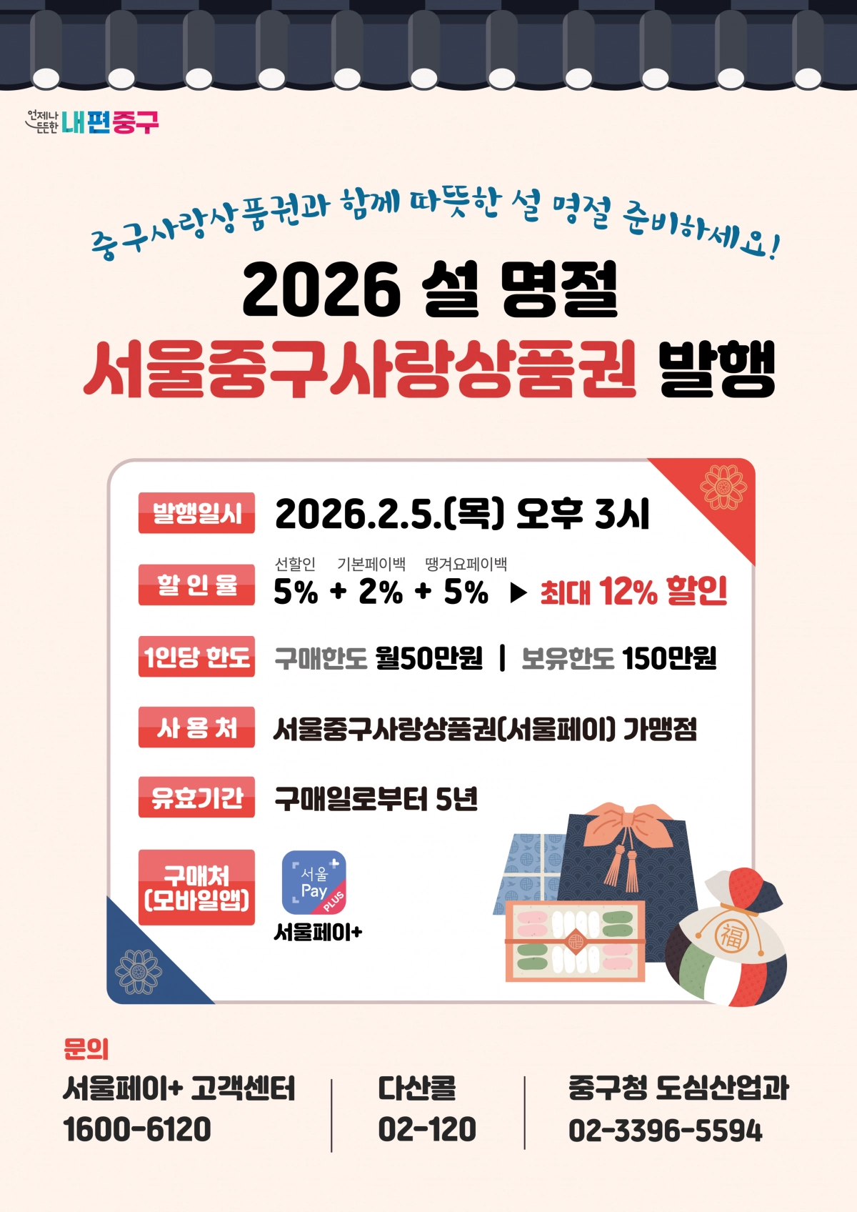 서울 중구사랑상품권 포스터