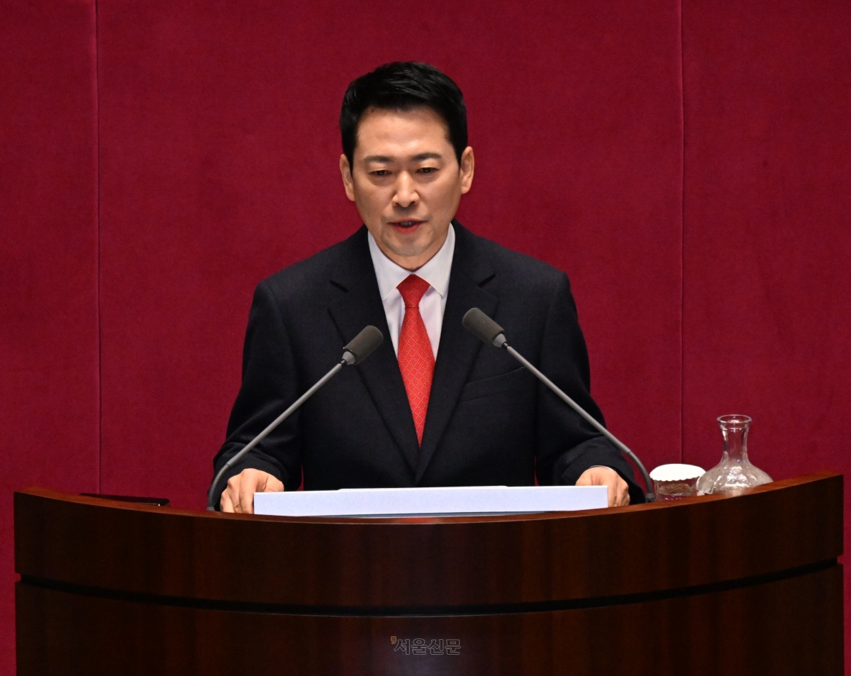 장동혁 국민의힘 대표가 4일 국회에서 열린 제432회 국회(임시회) 제3차 본회의에서 교섭단체 대표연설을 하고 있다. 2026.2.4 안주영 전문기자