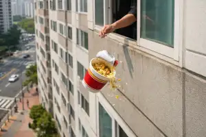 안동 15층 아파트서 ‘먹던 컵라면’ 투척…행인 국물 뒤집어썼다