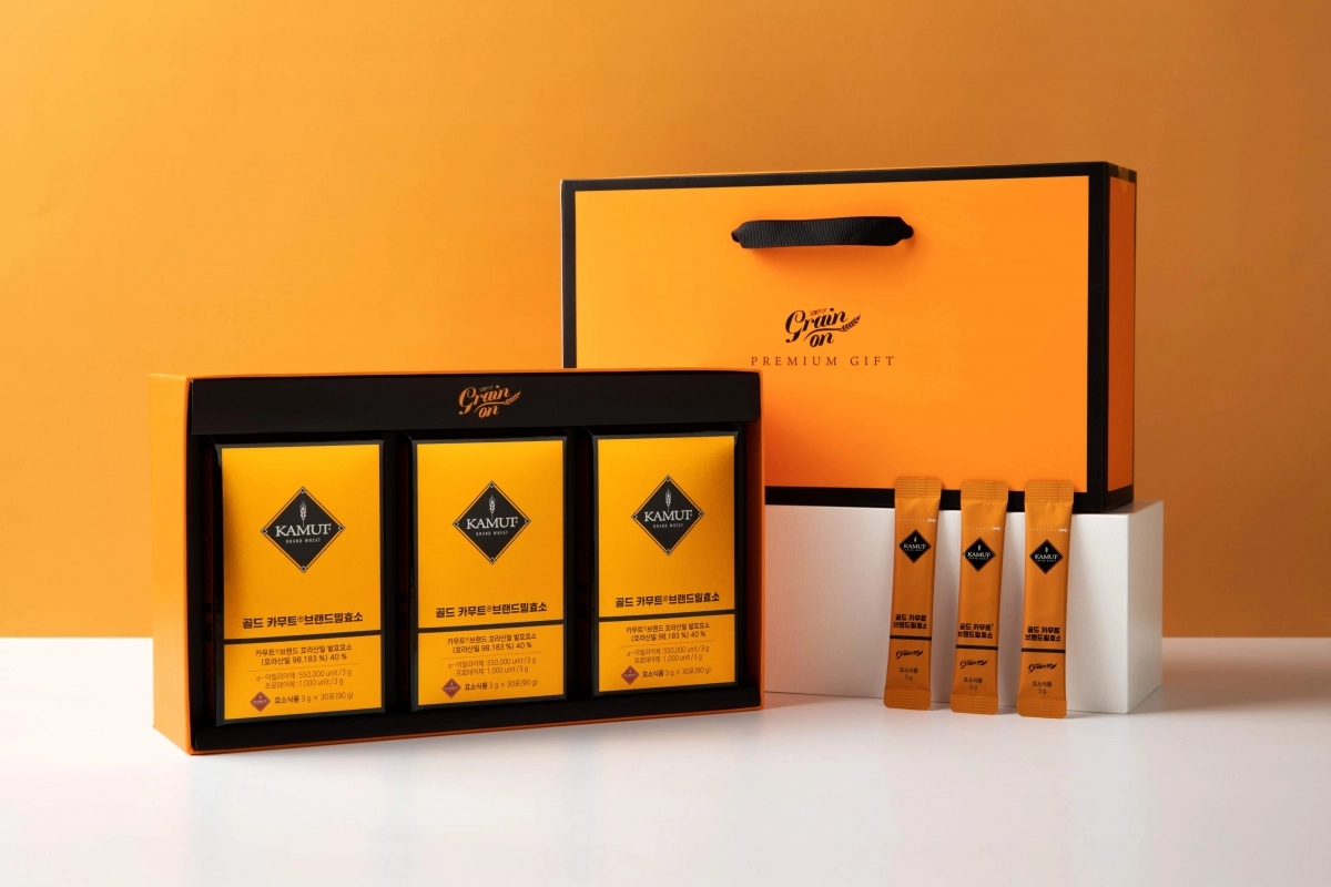 엘포인트 회원가 3만원대인 ‘그레인온 골드카무트 브랜드밀효소 세트’. 롯데마트 제공