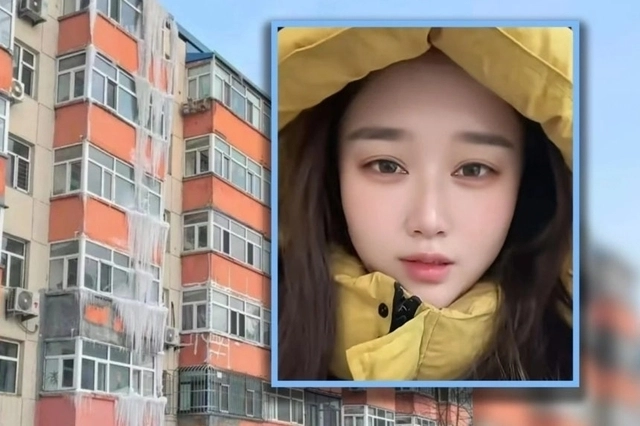 지난달 중순 중국에서 한 여성이 목욕 후 수도꼭지를 잠그는 것을 깜빡해 아파트 단지 전체가 얼음판으로 변한 사연이 전해졌다. 사진은 아파트에서 물이 새 폭포처럼 얼어붙은 모습과이 사연을 공개한 왕씨 얼굴. SCMP 캡처