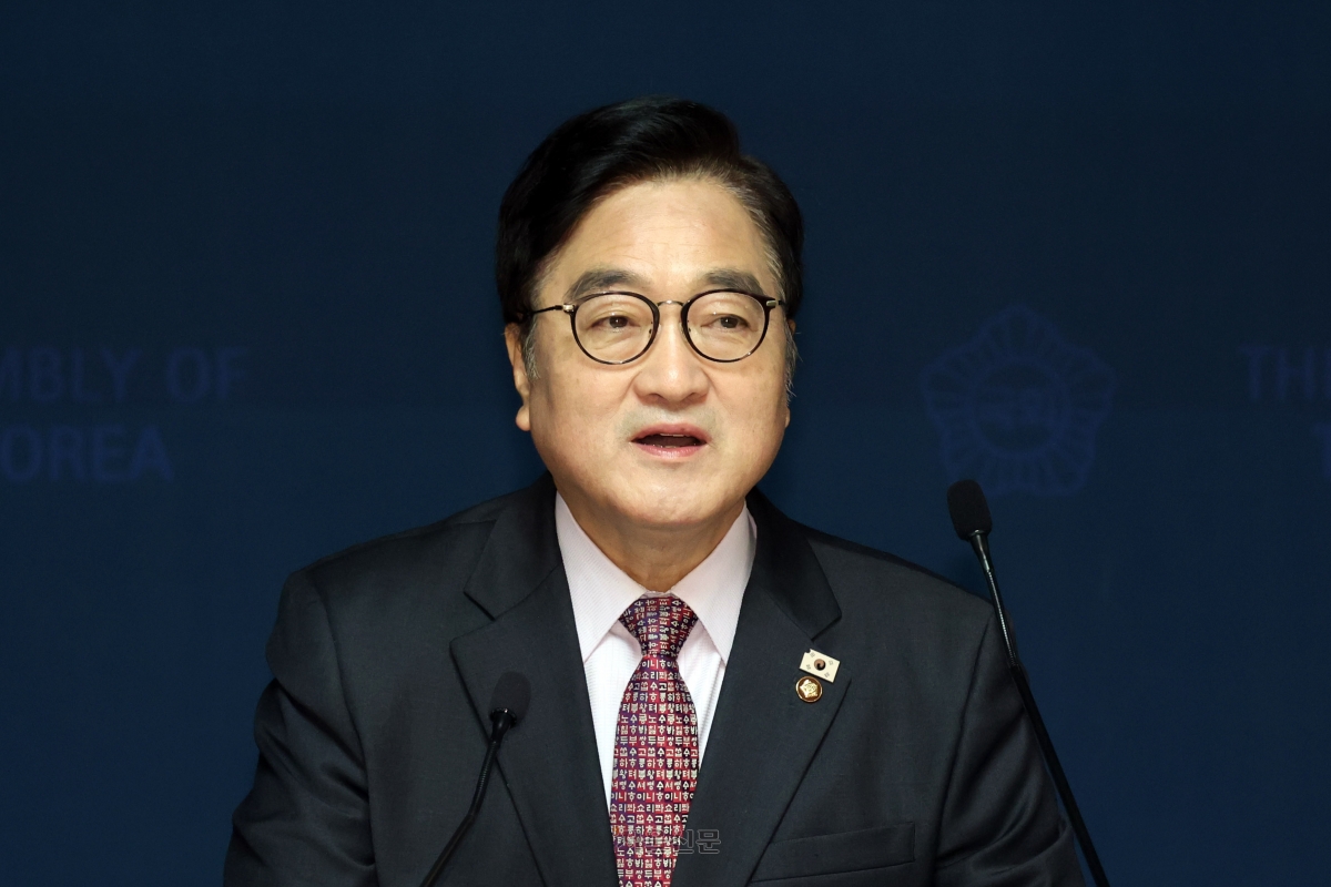 우원식 국회의장이 5일 서울 여의도 국회 사랑재에서 신년 기자회견을 하고 있다. 2026.2.5 국회 사진기자단