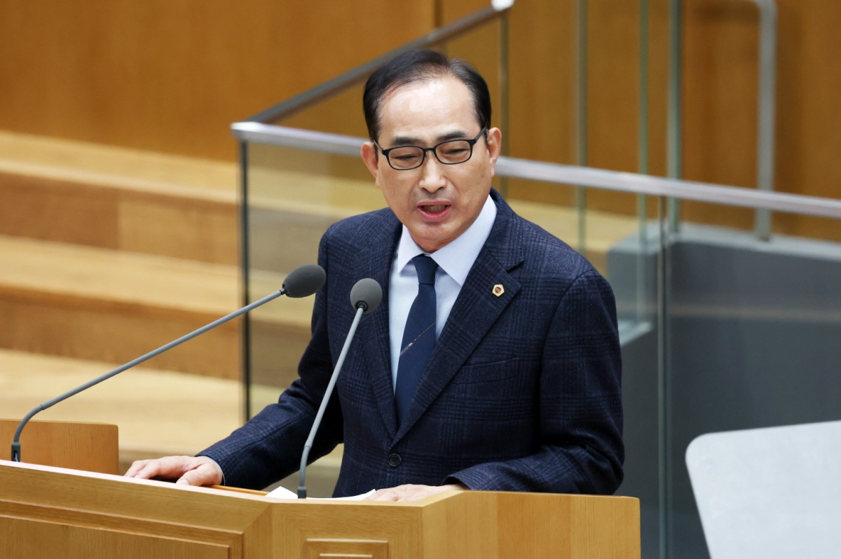 김창식 의원이 5일 제388회 임시회 제3차 본회의에서 5분 자유발언을 하고 있다.(사진=경기도의회)