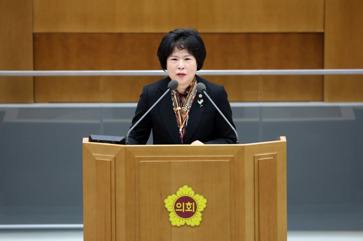 서성란 의원이 5일 제388회 임시회 본회의에서 5분 자유발언을 하고 있다.(사진=경기도의회)