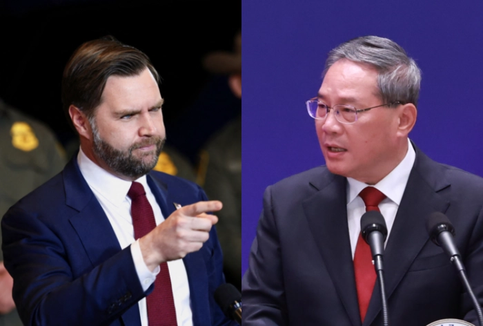 법률가들이 사회 지도층에 대거 포진해 있는 미국과 이공계 출신이 공산당 핵심 지도부를 이끌고 있는 중국은 사회 시스템이 전혀 다른 방식으로 작동한다. 사진은 예일대 법학전문대학원을 졸업한 JD 밴스 미국 부통령(왼쪽)과 저장농업대에서 농업기계공학을 전공한 리창 중국 국무원 총리. 로이터·연합뉴스 제공