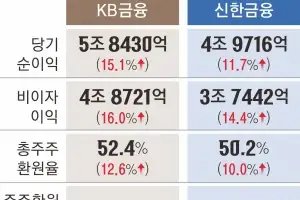 KB금융 5.8조, 신한금융 4.9조… 작년 순이익 사상 최대