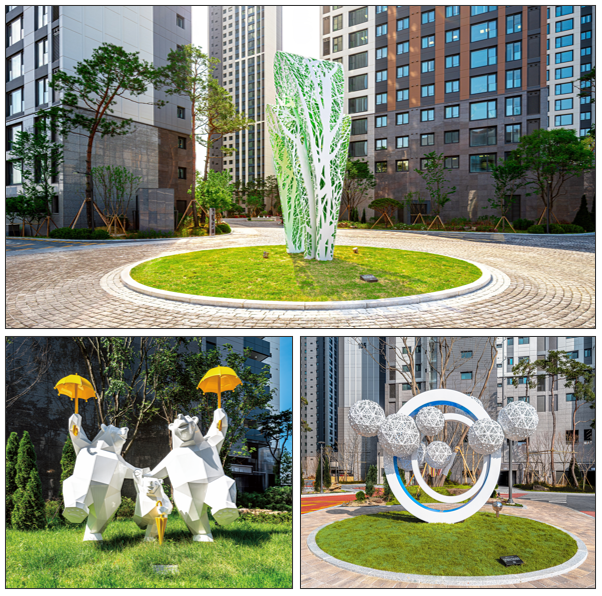 두산건설 단지 내에 설치된 예술 작품.  두산건설 제공