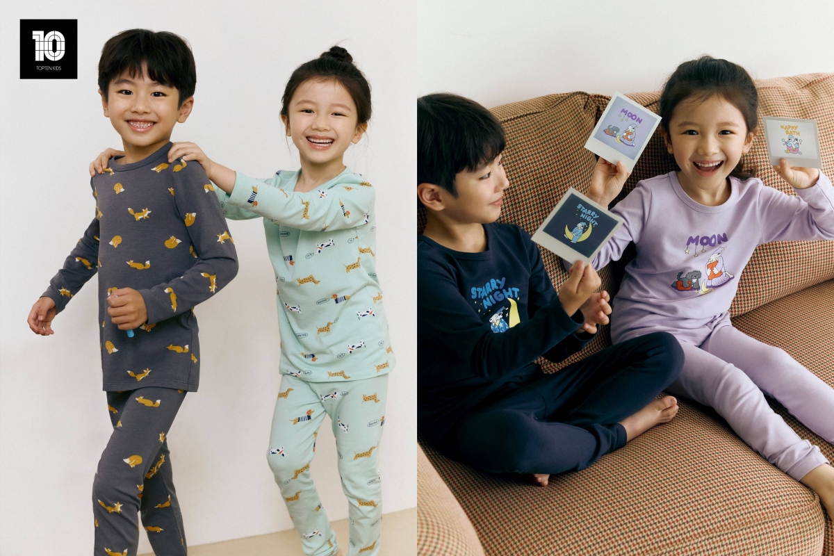 신성통상 탑텐키즈 ’온에어 모이스처웜 셋업’(왼쪽), ‘온에어 수퍼웜 셋업’(오른쪽). 신성통상 제공