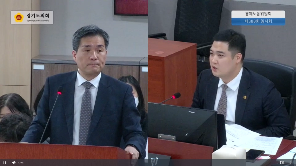 최민 의원이 6일 진행된 제388회 임시회 경제노동위원회 경제실 소관 2026년 업무보고에서 질의하고 있다.(사진=경기도의회)