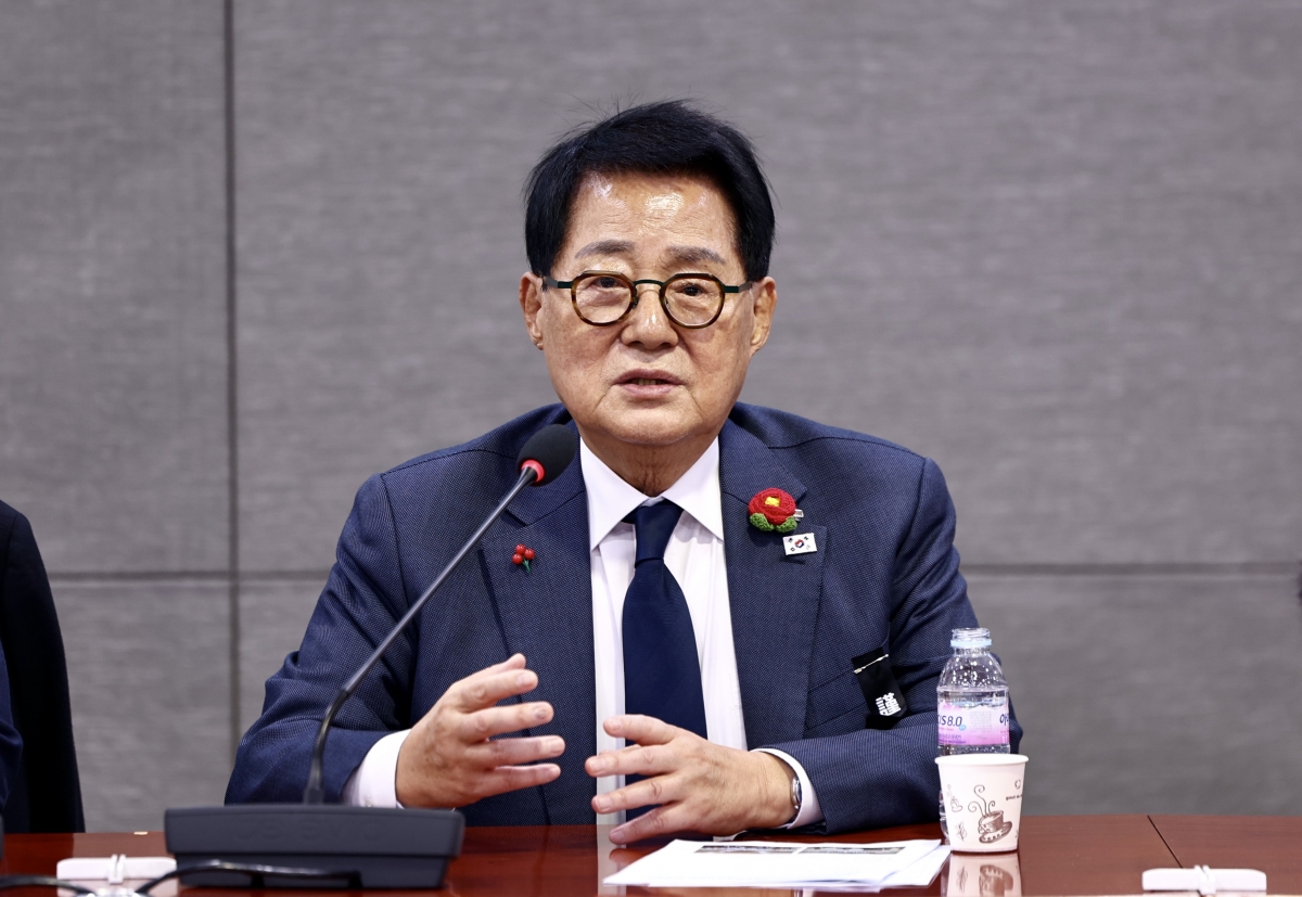 박지원 더불어민주당 의원이 27일 오후 서울 여의도 국회 의원회관에서 열린 북한이탈주민특별위원회 출범식에서 발언하고 있다. 2026.01.27. 뉴시스