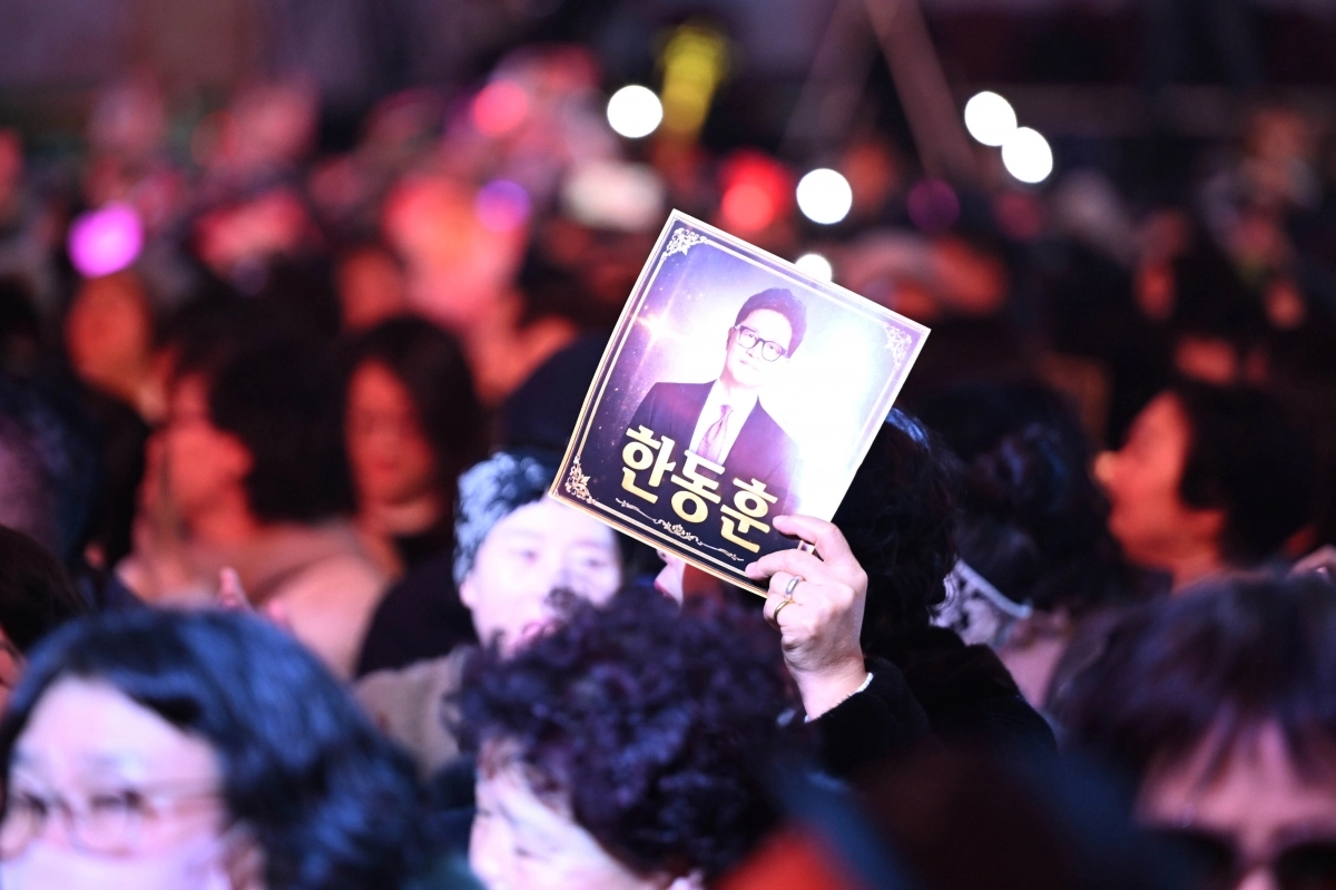 한동훈 전 국민의힘 대표가 8일 서울 송파구 잠실실내체육관에서 열린 ‘한동훈 토크콘서트 2026’에서 발언하고 있다. 2026.2.8 홍윤기 기자