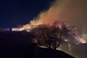 여수 묘도서 산불…밤샘 진화 예상