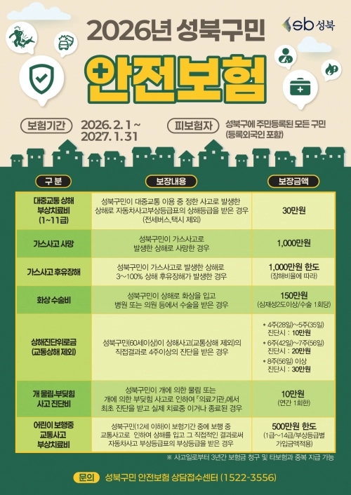 ‘2026년 성북구민 안전보험’ 안내문.  성북구 제공