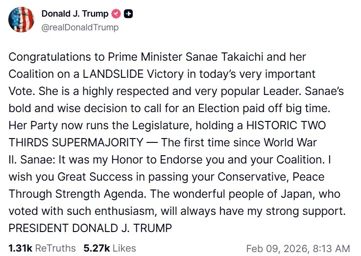 도널드 트럼프 미국 대통령 트루스소셜 캡쳐