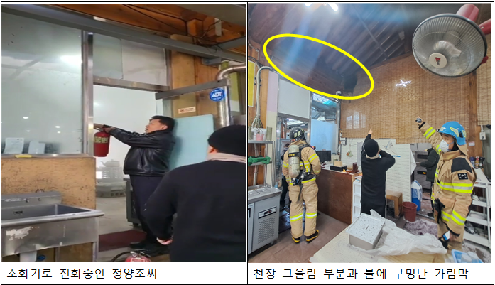 구례읍 5일시장 내 음식점 화재 현장