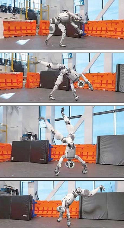 현대차 ‘아틀라스’ 공중제비 완벽 착지… 실전 투입 훈련 돌입