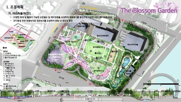 광장동 체육시설 부지 정원 조성(안) 조감도