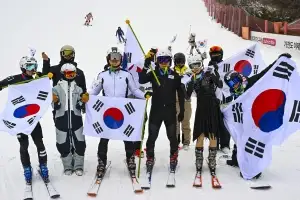 “설원 위 휘날리는 태극기”… 곤지암리조트, 동계올림픽 국가대표 응원