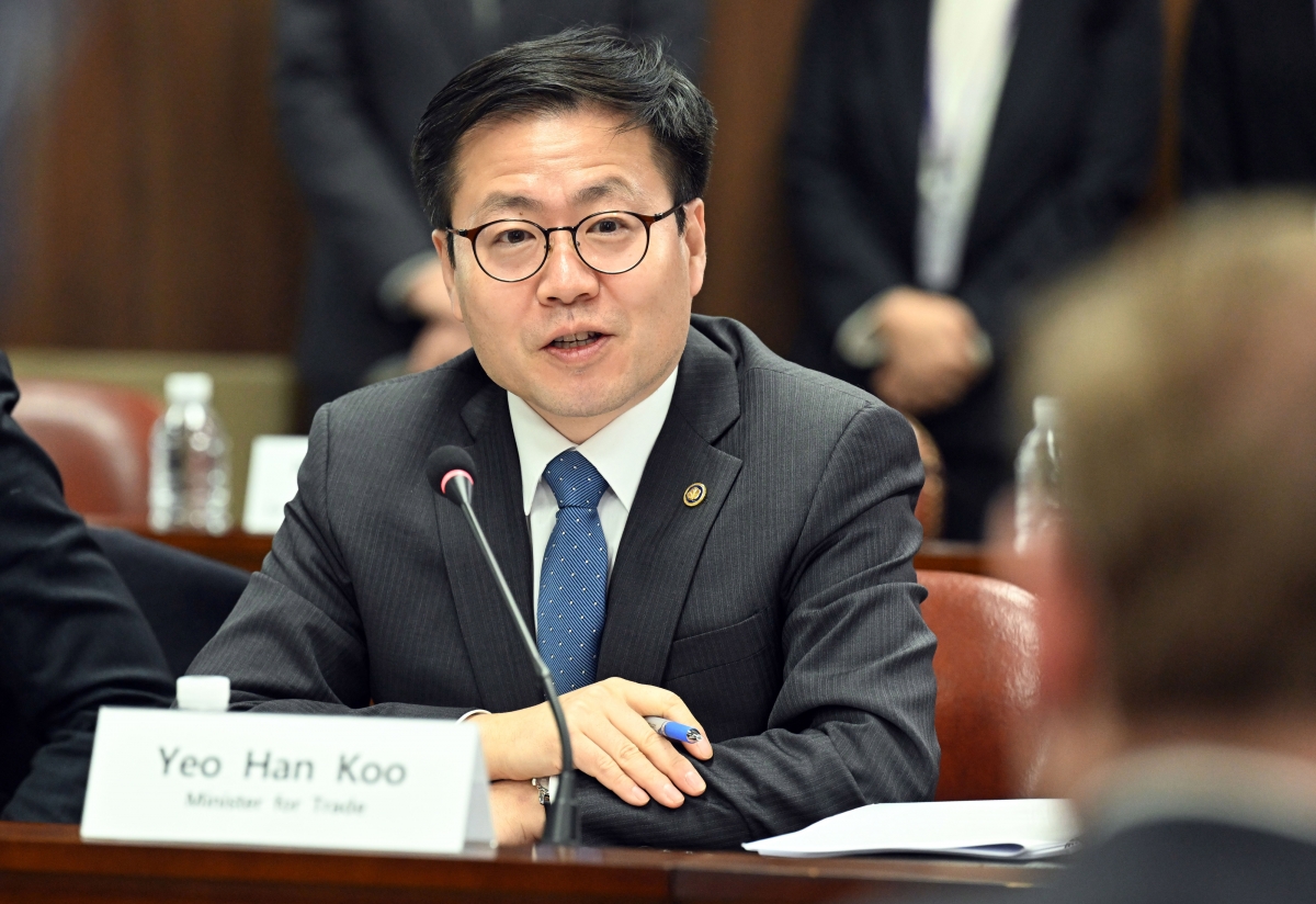 발언하는 여한구 통상교섭본부장