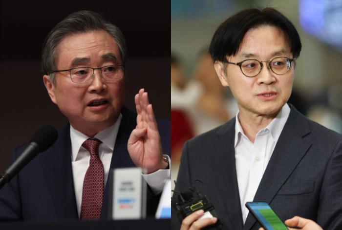 조현(왼쪽) 외교장관·김정관(오른쪽) 산업장관.  연합뉴스