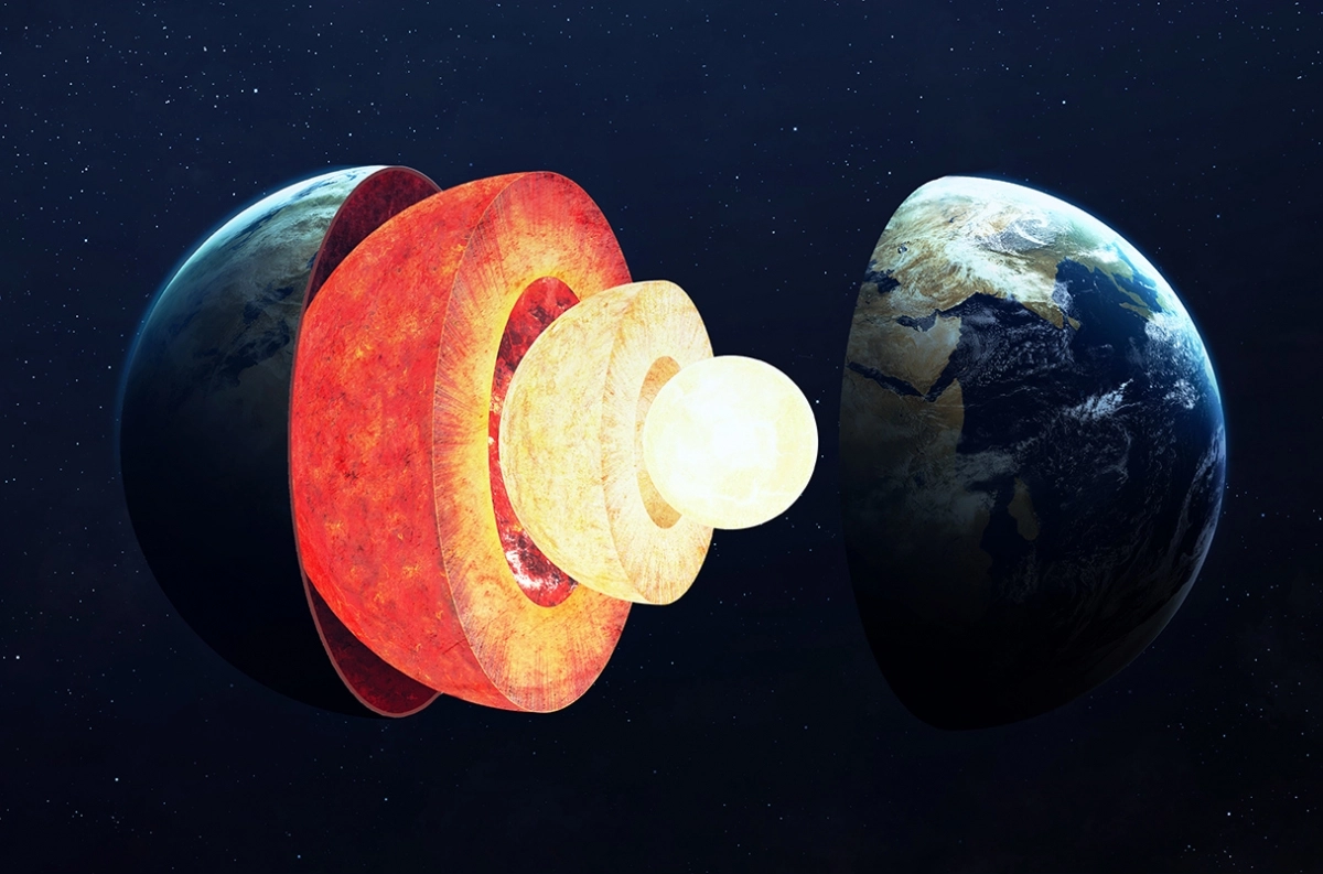 지구는 암석과 물로 구성된 지표면, 맨틀, 액체 형태의 외핵, 고체 내핵으로 구성돼 있다. 과학자들이 고체 금속으로 된 내핵에는 엄청난 양의 수소가 저장돼 있다는 사실을 밝혀냈다. 미국 항공우주국(NASA) 제공