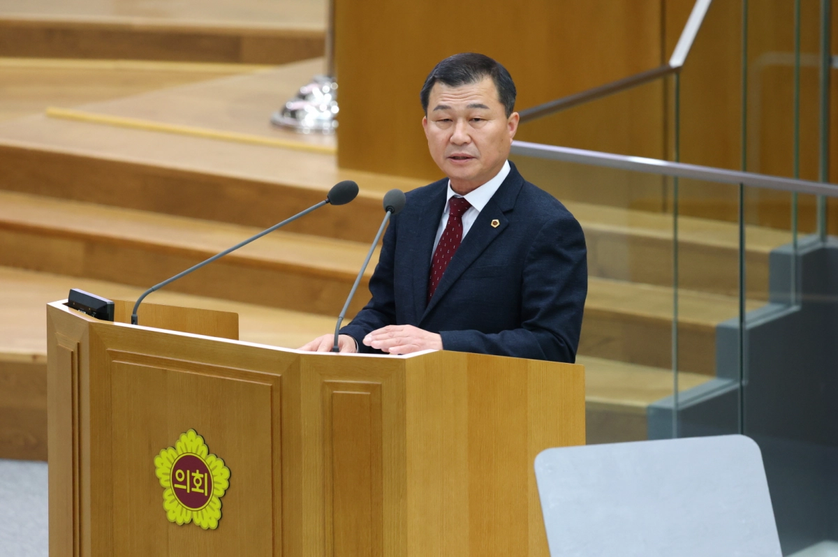 한원찬 의원이 12일 열린 제388회 제4차 정례회에서 5분 자유발언을 하고 있다.(사진=경기도의회)