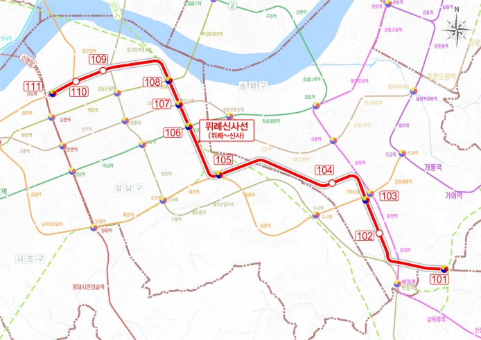 위례신사선 도시철도 노선도. 서울시 제공