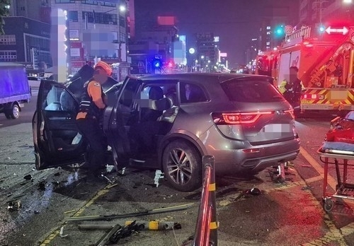 지난해 5월 8일 인천 남동구 구월동에서 발생한 음주운전 사고 현장. 인천소방본부 제공