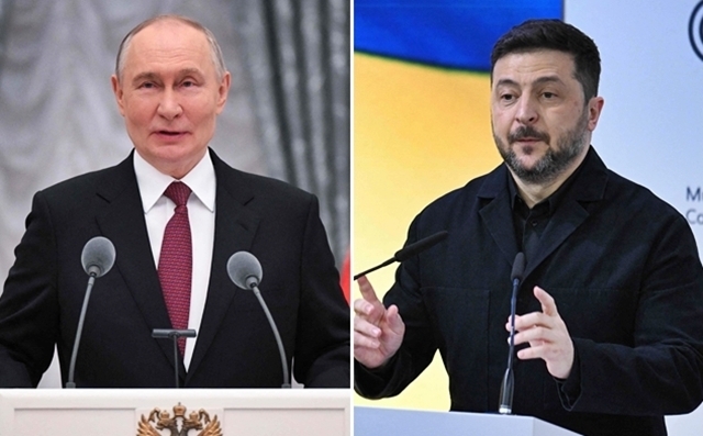 블라디미르 푸틴(왼쪽) 러시아 대통령과 볼로디미르 젤렌스키 우크라이나 대통령. AFP 연합뉴스